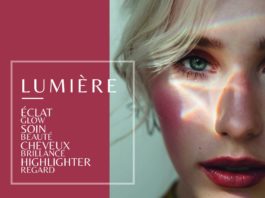 site-industries-cosmetiques 带有 Lumiere 和 Unipex 字样的女性面部。