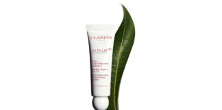 site-industries-cosmetiques A tube of Clarins eye contour with eucalyptus leaf.