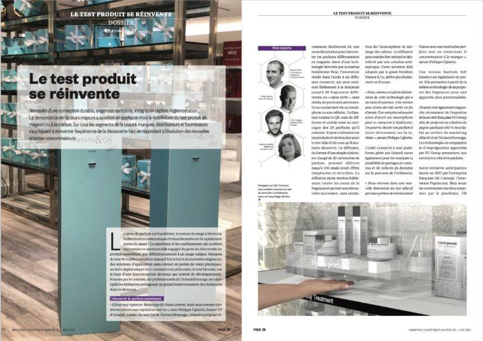 site-industries-cosmetiques Página de una revista con la foto de un producto en una tienda.