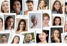 site-industries-cosmetiques Um esboço de rostos de pessoas sobre um fundo branco.