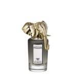 site-industries-cosmetiques Une bouteille en or avec un éléphant dessus - une bouteille en or, un éléphant.