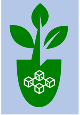 site-industries-cosmetics A sustainable green plant in a pot containing cubes, promoting the use of blockchain technology for cosmetics.