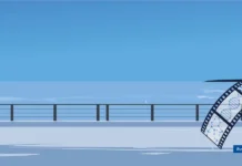 site-industries-cosmetiques Une promenade illustrée sur la plage pour le congrès IFSCC 2025 comprend des palmiers, une sculpture métallique, un télescope public, un panneau, des balustrades et un océan calme avec des collines lointaines sous un ciel bleu.