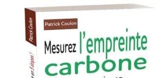 site-industries-cosmetiques A book entitled "Mesurez l'empreinte carbone de votre entreprise en 5 étapes!" by Patrick Coulon. The cover features green illustrations on the theme of the environment and a large red number 5.