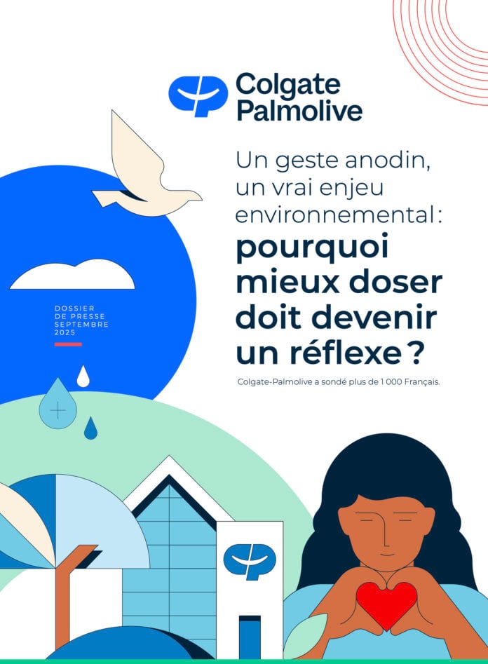 site-industries-cosmetiques L'affiche promotionnelle de Colgate-Palmolive en français, portant la mention 