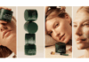 Kat Burki 推出氨基酸蛋白面膜,打造提拉护肤新标杆 site-industries-cosmetiques 四张图片展示了一位皮肤白皙的女士使用绿色罐子里的 Kat Burki 护肤品。在一张图片中,产品被叠放在一起,而在另一张图片中,这位女士用刷子将面霜涂抹在脸上。.