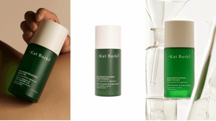site-industries-cosmetiques Três imagens de uma garrafa verde com o rótulo 