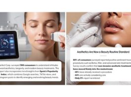 site-industries-cosmetiques 拼版图片：左侧为一名妇女正在接受数码相机的面部皮肤分析；右侧为一名正在接受唇部美容注射的人。文中提供了有关美容态度和趋势的调查数据。.