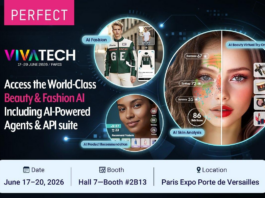 site-industries-cosmetiques Gráfico promocional para a VivaTech 2026 com demonstrações de agentes de beleza de IA - análise da pele, recomendação de roupa - e tecnologia de agente para agente. Evento: 17-20 de junho, Hall 7, Stand 2B13, Paris Expo Porte de Versailles.
