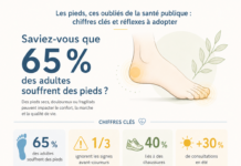 65 % dos franceses sofrem de problemas nos pés… site-industries-cosmetiques Uma infografia sobre a saúde dos pés revela que 65 % dos adultos sofrem de problemas nos pés. Apresenta factos-chave, hábitos a adotar, conselhos, bem como ilustrações de um pé, de um favo de mel e de seis boas práticas recomendadas.